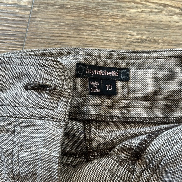 My Michelle Brown Tweed Wide Leg Cropped Pants Kids Girls Size 10 Academia - Picture 3 of 4